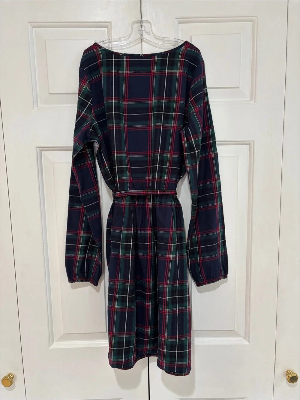 The Children's Place Navy Tartan Plaid Long-Sleeve Belted Dress Girls Size 16